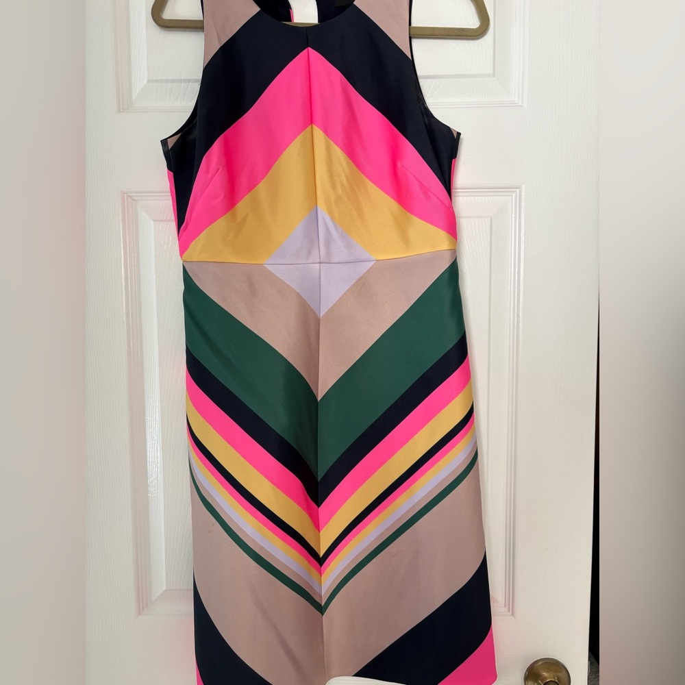 J. Crew Pink and Green Chevron Mini Dress